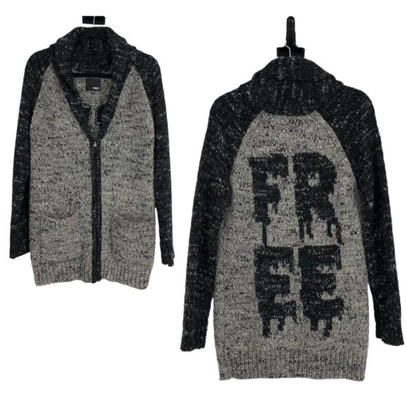Wilfred Free FREE grey charcoal wool alpaca chunky knit full  zip sweater size S - Picture 1 of 16